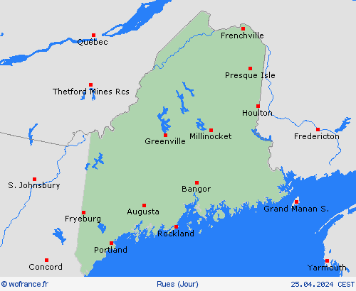 mété des routes Maine Amérique du Nord Cartes de prévision