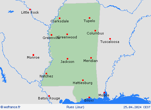 mété des routes Mississippi Amérique du Nord Cartes de prévision