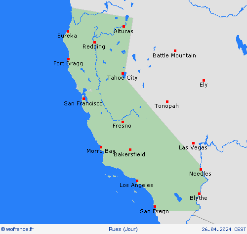 mété des routes Californie Amérique du Nord Cartes de prévision