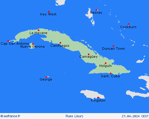 mété des routes Cuba Amérique centrale Cartes de prévision