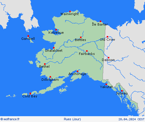 mété des routes Alaska Amérique du Nord Cartes de prévision