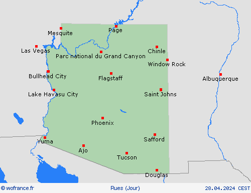 mété des routes Arizona Amérique du Nord Cartes de prévision