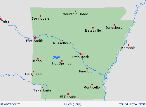 mété des routes Arkansas Amérique du Nord Cartes de prévision