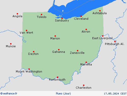 mété des routes Ohio Amérique du Nord Cartes de prévision