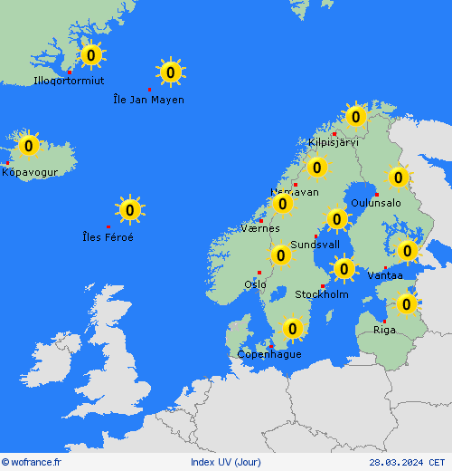 index uv  Europe Cartes de prévision