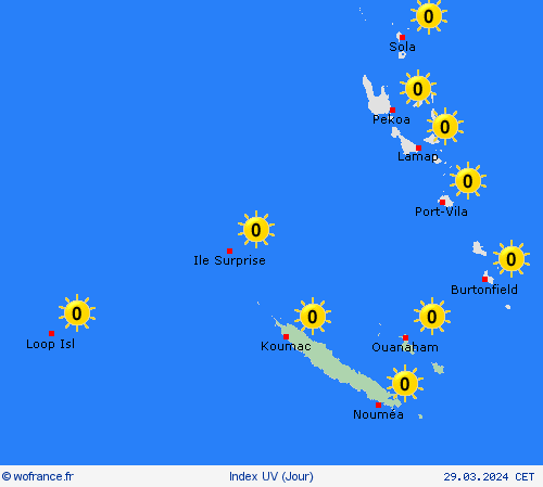 index uv Nouvelle-Calédonie Océanie Cartes de prévision
