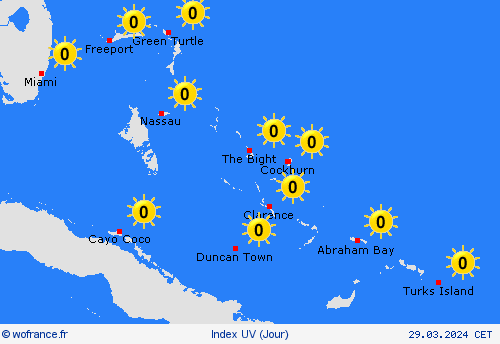 index uv Bahamas Amérique centrale Cartes de prévision