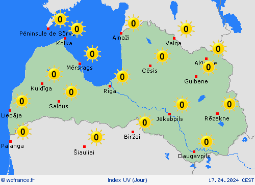 index uv Lettonie Europe Cartes de prévision