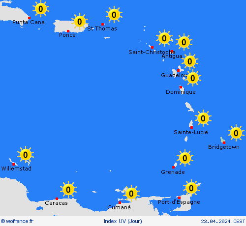 index uv Barbade Amérique du Sud Cartes de prévision