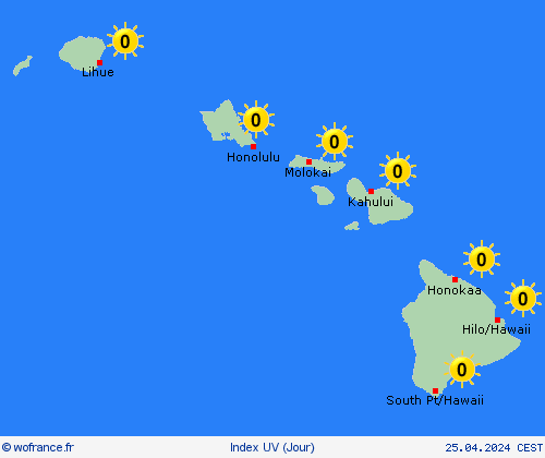 index uv Hawaï Océanie Cartes de prévision