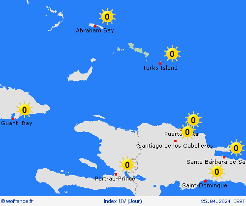 index uv Îles Turques-et-Caïques Amérique centrale Cartes de prévision