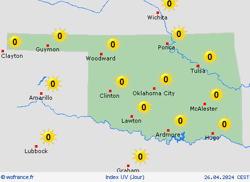 index uv Oklahoma Amérique du Nord Cartes de prévision