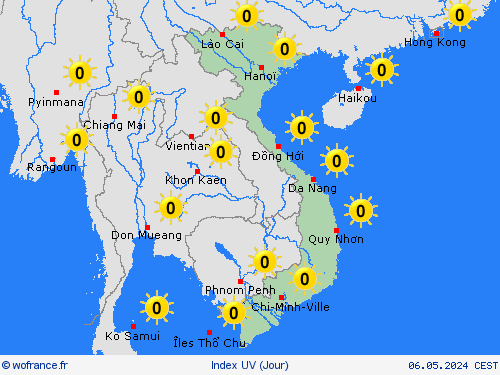 index uv Viêt Nam Asie Cartes de prévision