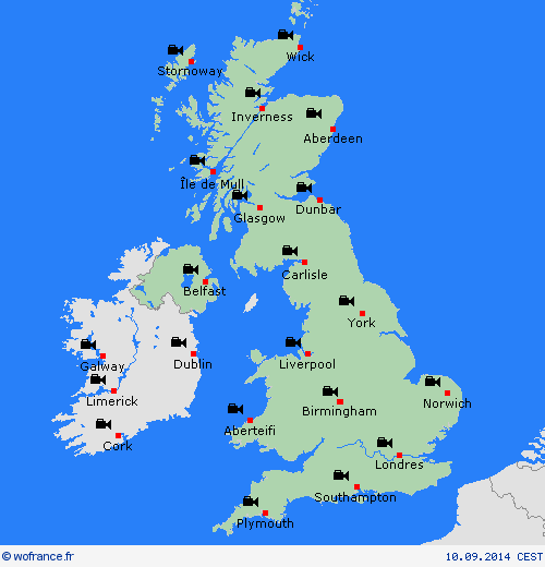 webcam Royaume-Uni Europe Cartes de prévision