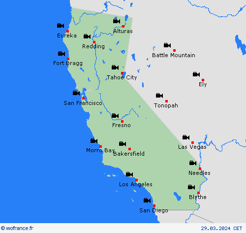 webcam Californie Amérique du Nord Cartes de prévision