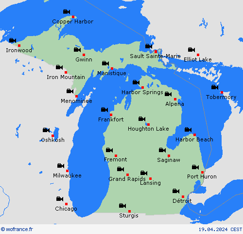 webcam Michigan Amérique du Nord Cartes de prévision