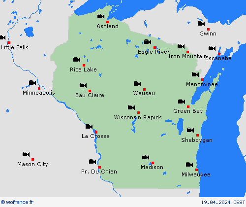 webcam Wisconsin Amérique du Nord Cartes de prévision