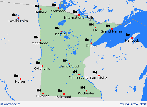 webcam Minnesota Amérique du Nord Cartes de prévision