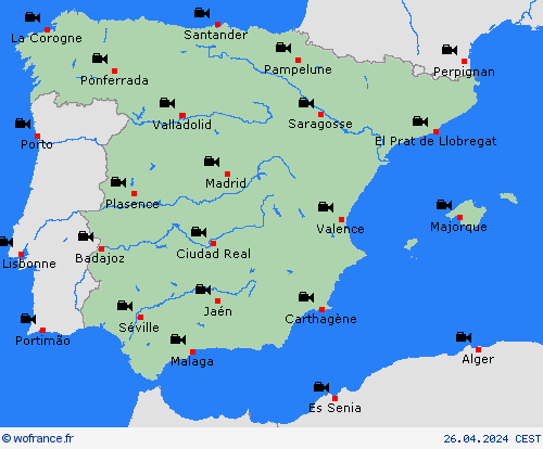 webcam Espagne Europe Cartes de prévision