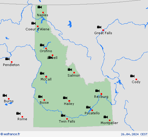 webcam Idaho Amérique du Nord Cartes de prévision