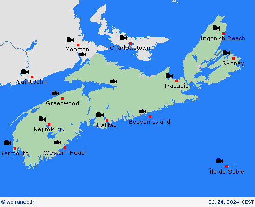 webcam Nouvelle-Écosse Amérique du Nord Cartes de prévision