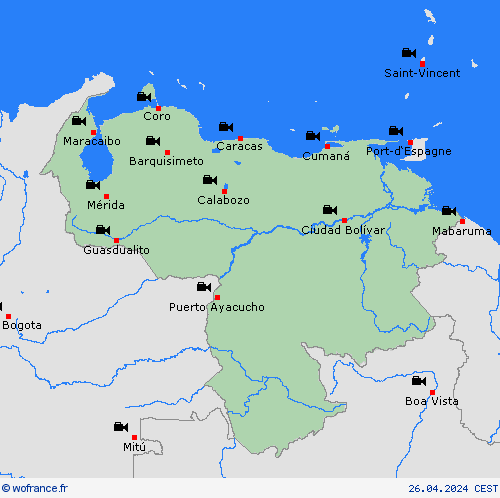 webcam Venezuela Amérique du Sud Cartes de prévision