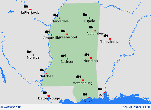 webcam Mississippi Amérique du Nord Cartes de prévision