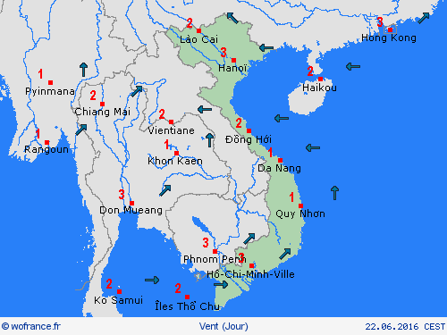vent Viêt Nam Asie Cartes de prévision