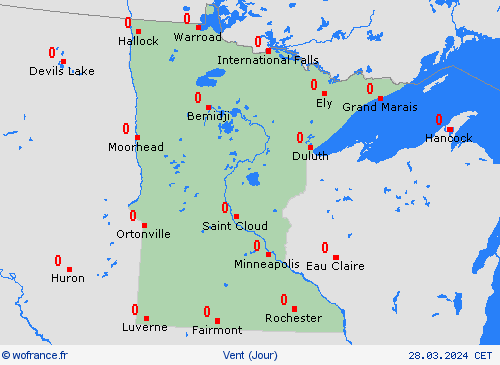 vent Minnesota Amérique du Nord Cartes de prévision