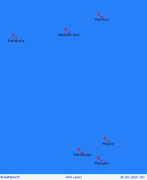 vent Îles Cook Océanie Cartes de prévision