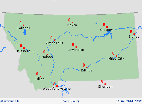 vent Montana Amérique du Nord Cartes de prévision