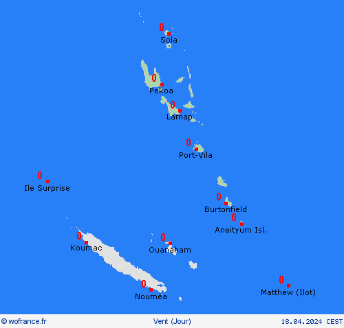 vent Vanuatu Océanie Cartes de prévision