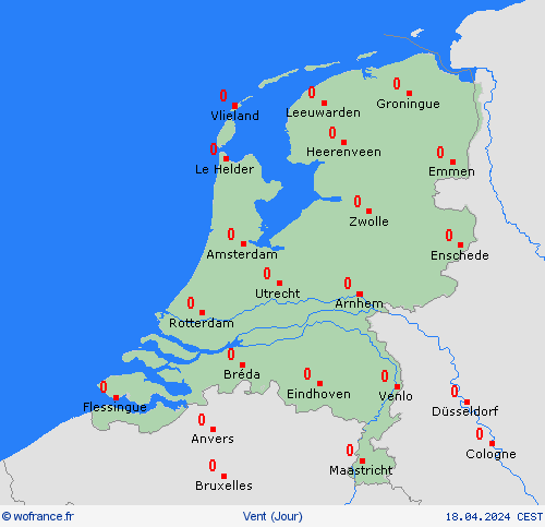 vent Pays-Bas Europe Cartes de prévision