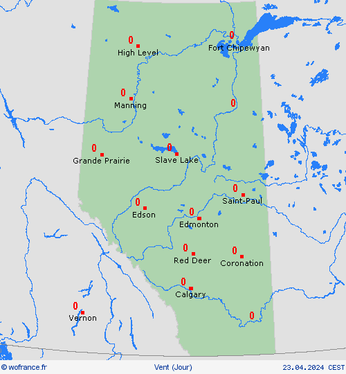 vent Alberta Amérique du Nord Cartes de prévision