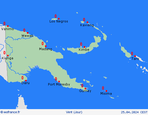 vent Papouasie-Nouvelle-Guinée Océanie Cartes de prévision