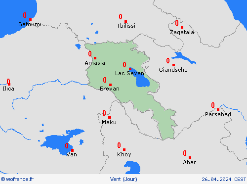 vent Arménie Asie Cartes de prévision