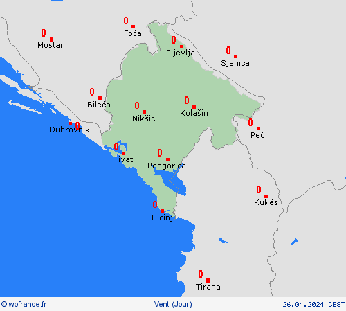 vent Monténégro Europe Cartes de prévision