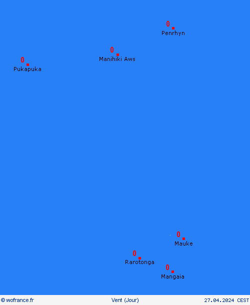 vent Îles Cook Océanie Cartes de prévision