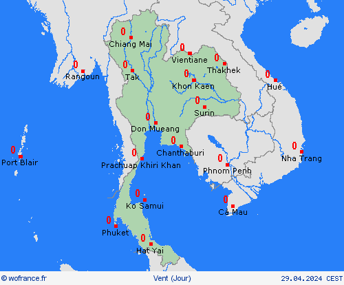 vent Thaïlande Asie Cartes de prévision