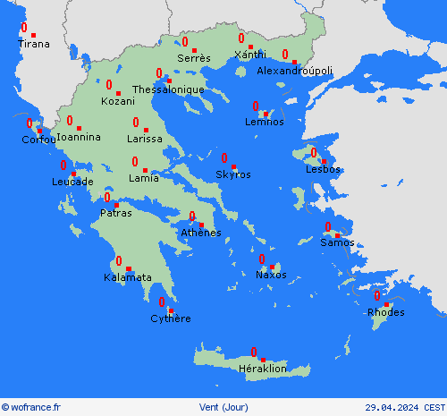 vent Grèce Europe Cartes de prévision