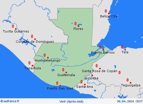 vent Guatemala Amérique centrale Cartes de prévision