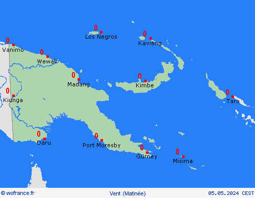 vent Papouasie-Nouvelle-Guinée Océanie Cartes de prévision