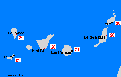 Températures de l’eau - Îles Canaries - jeu, 25.04.
