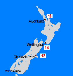 Nouvelle Zélande Cartes de la température de l’eau