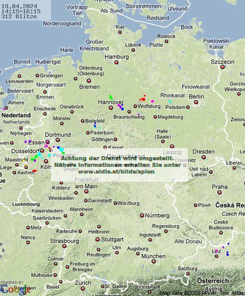 Lightning Germany 14:15 UTC Sat 20 Apr