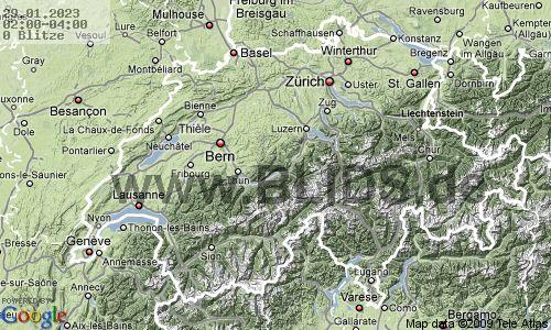 Foudre Suisse 03:00 UTC dim, 29.01.2023