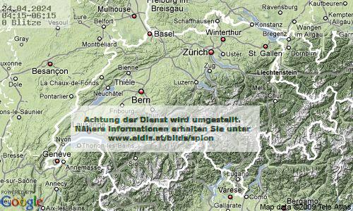 Foudre Suisse 04:15 UTC mer, 24.04.2024