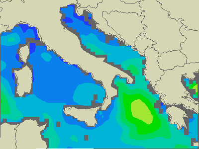 Adriatique Sud - Hauteurs des vagues - mar, 25.06. 08:00 CEST