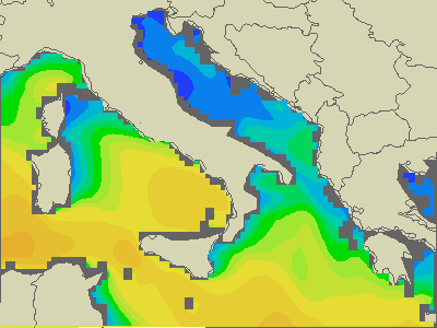 Adriatique Sud - Hauteurs des vagues - ven, 13.12. 01:00 CET
