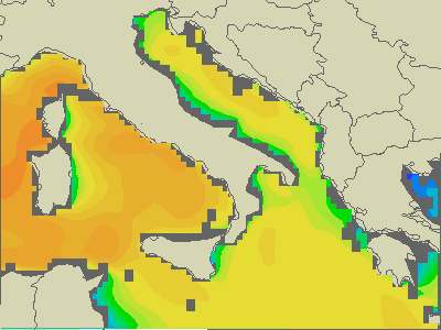 Adriatique Sud - Hauteurs des vagues - ven, 13.12. 19:00 CET